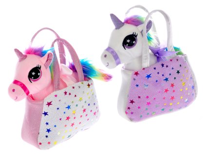 Jednorožec plyšový 20cm s kabelkou 18x12cm 2barvy 0m+