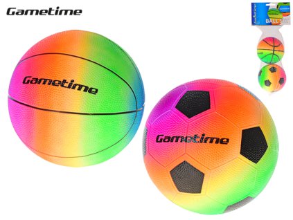 Gametime míč duhový fotbal/basketbal 10cm 2ks v síťce