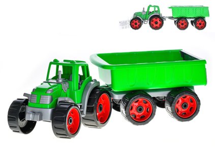 Traktor se sklápěcím přívěsem 54cm zelený 24m+ v síťce