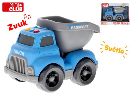 Mini Club auto sklápěčka 16cm volný chod na baterie se světlem a zvukem 18m+ v krabičce