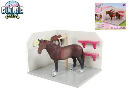 Kids Globe Horses box pro koně dřevěný 18x12x15cm 1:24 v krabičce