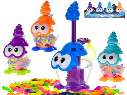 Vodní bomby 100ks s pumpou 19cm 4barvy 12ks v DBX ve fólii