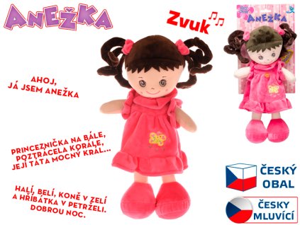 Panenka Anežka 36cm na baterie česky mluvící a zpívající brunetka 0m+ na kartě