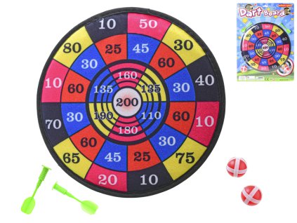 Terč na suchý zip 28cm +2ks míčky + 2ks šipky na kartě