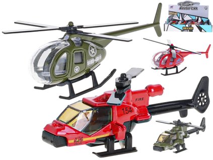 Vrtulník 9cm kov 2druhy 3barvy 12ks v DBX