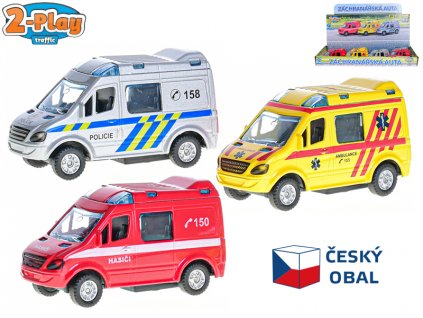 2-Play Traffic auto záchranné složky CZ 8cm kov zpětný chod 3druhy 12ks v DBX