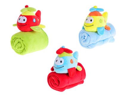 Vrtulník plyšový 17cm s dečkou 90x75cm 3barvy 0m+ v sáčku