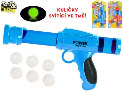 Toys&Trends pistole 26cm na kuličky svítící ve tmě 6ks 2barvy na kartě