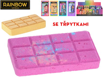 Rainbow High koupelová bomba 13x7cm se třpytkami 4druhy v krabičce 12ks v DBX