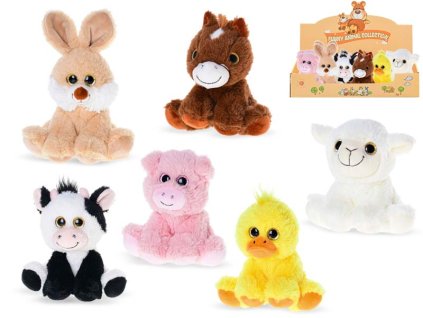 Zvířátko farma plyšové 14cm sedící 6druhů 0m+ 12ks v DBX