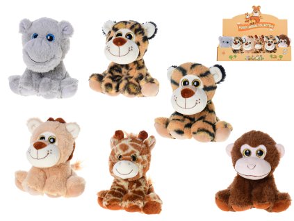 Zvířátko safari plyšové 14cm sedící 6druhů 0m+ 12ks v DBX