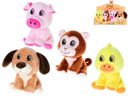 Zvířátko plyšové 14cm sedící 4druhy 0m+ 8ks v DBX