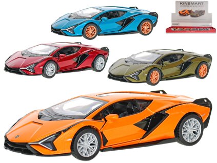 Kinsmart Auto Lamborghini Sián 12,5cm 1:40 kov zpětný chod 4barvy 12ks v DBX