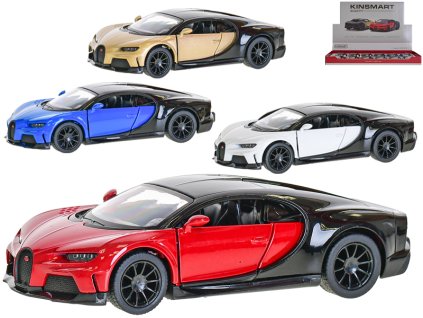 Kinsmart Auto Bugatti Chiron Supersport 13cm 1:38 kov zpětný chod 4barvy 12ks v DBX