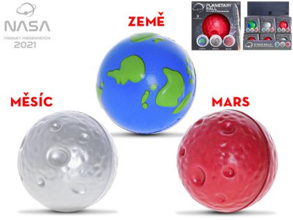 NASA antistresový míček 7cm 3druhy v krabičce 12ks v DBX