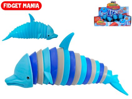 Fidget delfín klik klak 17cm 2barvy 12ks v DBX
