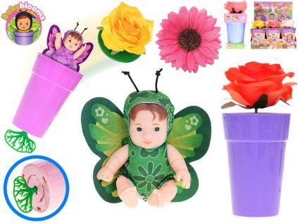 Miminko Babyblooms 12,5cm s doplňky a květinou 12druhů v krabičce 12ks v DBX