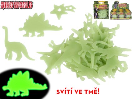 Dinoworld dinosaurus nálepky svítící ve tmě 24ks v krabičce 24ks v DBX