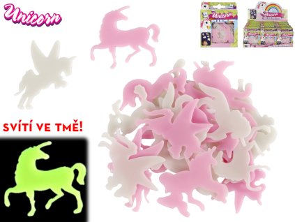 Unicorn jednorožec nálepky svítící ve tmě 24ks v krabičce 24ks v DBX