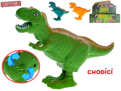 Dinoworld T-Rex 16cm skákající na natažení 3barvy 18ks v DBX