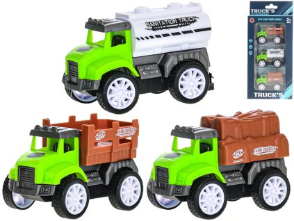 Farmářská vozidla 7,5cm zpětný chod 3ks v krabičce