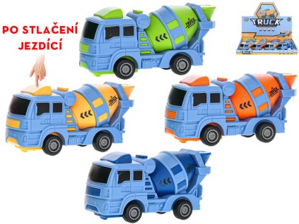 Auto stavební míchačka 10cm po stlačení jezdící 4barvy 12ks v DBX