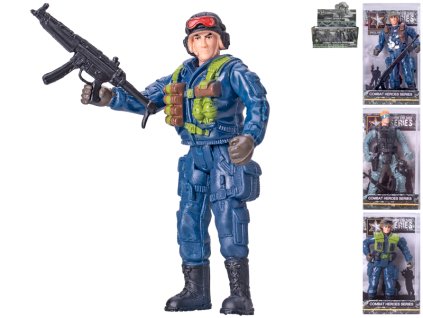 Voják kloubový 10cm stojící se zbraní 4druhy v krabičce 24ks v DBX