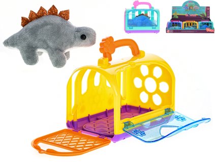 Dinosaurus plyšový 14cm 3druhy v přepravce 15x11cm 3barvy 24m+ 9ks v DBX