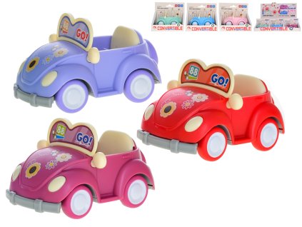 Autíčko kabriolet 10cm zpětný chod v krabičce 6barev 12ks v DBX