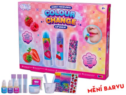 Kreativní sada na výrobu pomády na rty měnící barvu v krabičce