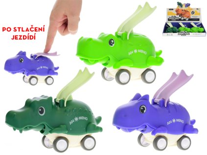 Dinosaurus 15cm po stlačení jezdící 3druhy 9ks v DBX