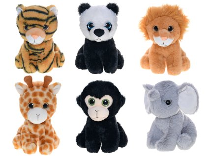 Zvířátko safari plyšové 20cm velké oči 6druhů 0m+ v sáčku