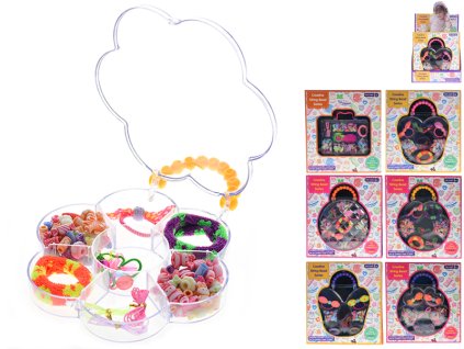 Sada korálků a doplňků do vlasů 6druhů v krabičce 6ks v DBX