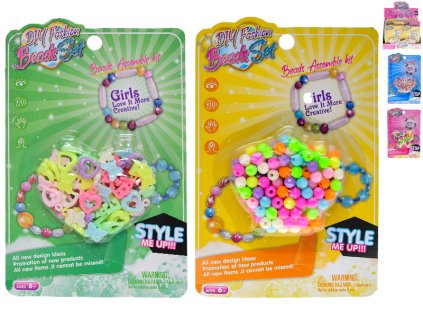 Korálky navlékací 4druhy na kartě 24ks v DBX