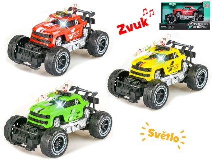 Auto terénní 23cm na baterie na setrvačník světlem a zvukem 3barvy v krabičce