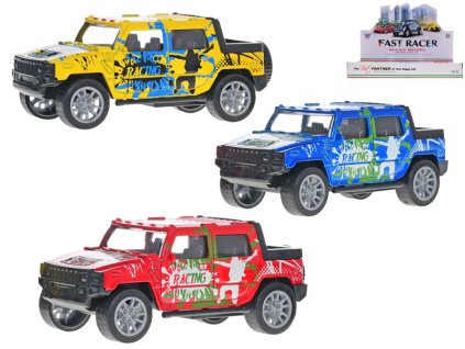 Auto terénní 10,5cm 1:36 kov na zpětný chod 3barvy 12ks v DBX