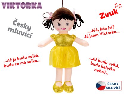 Panenka Viktorka hadrová 32cm česky mluvící na baterie žlutá 0m+ v sáčku