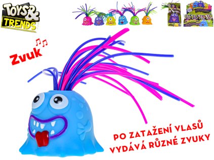 Toys&Trends Brainboooom příšerka 6cm na baterie dlouhé vlasy se zvukem 6barev v krabičce 12ks v DBX