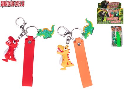 Dinoworld přívěsek na klíče dinosaurus 4barvy na kartě v sáčku 24ks v DBX