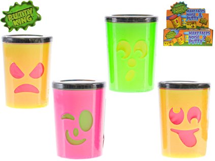 Putty King hmota v kelímku s obličejem prdící 4druhy 3barvy 12ks v DBX