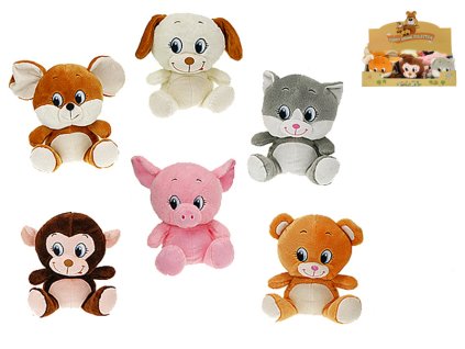 Zvířátka plyšová 15cm sedící 6druhů 0m+ 12ks v DBX