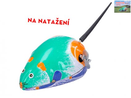 Myš 7cm plechová na klíček v krabičce