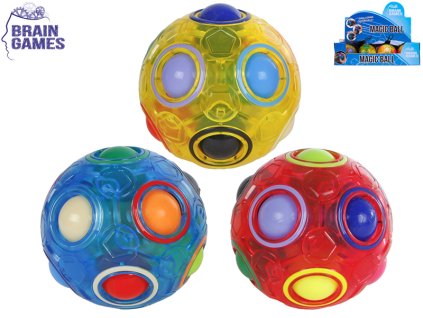 Brain Games hlavolam míček 6,5cm v síťce 3barvy 12ks v DBX