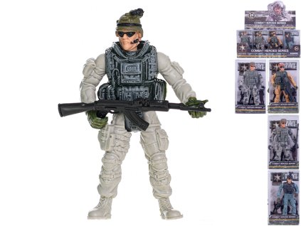 Voják kloubový 10cm stojící se zbraní 4druhy v krabičce 24ks v DBX