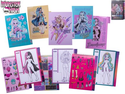 Monster High designérský notes 19x28cm s nálepkami 12ks v DBX