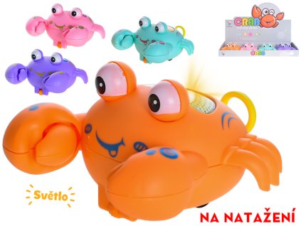 Krab 10cm na baterie jezdící na natažení se světlem 4barvy 12ks v DBX
