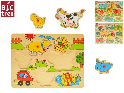 Big Tree vkládačka 30x22,5cm dřevěná 3druhy 24m+ ve fólii