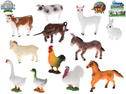 Kids Globe Farming zvířátka farma 8cm 12druhů 36ks v DBX
