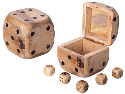 Kostka dřevěná 9x9cm s menšími kostkami 5ks