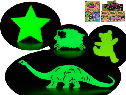 Zvířátka nálepky svítící ve tmě 12-13ks v krabičce 3druhy 24ks v DBX